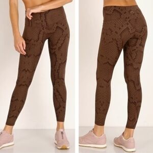 Varley XL Brown Python Full Length Leggings